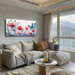 Red Poppies Blue Butterflies Wall Art Canvas Office Home Room Framed 120x60cm