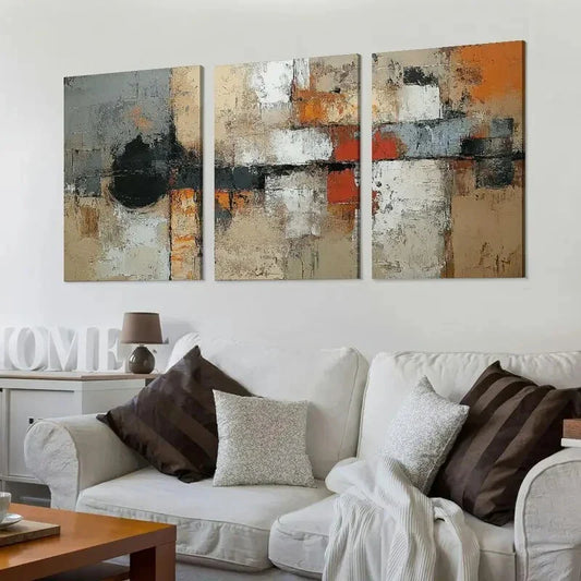3pcs Abstract Geometric Modern  Wall Art Set Canvas Framed 40x60cm - High Quality Print 100% Australian Made Wall Canvas Ready to Hang