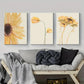 3pcs Yellow Floral Green Lines Metal Print Ready to Hang Art