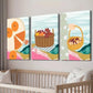 3pcs Autumn Leaves Fruit Basket Illustration Wall Art Set Canvas Framed 40x60cm - High Quality Print 100% Australian Made Wall Canvas Ready to Hang