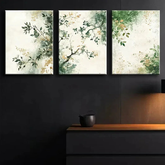 3pcs Moss & Leaves Colorful Pattern Perfect Wall Art Set Canvas Framed 40x60cm - High Quality Print 100% Australian Made Wall Canvas Ready to Hang