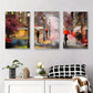 3pcs Romantic Rainy City Street Umbrella Metal Print Ready to Hang Art