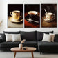 3pcs Elegant Sepia-Toned Coffee Cups Perfect Wall Art Set Canvas Framed 40x60cm - High Quality Print 100% Australian Made Wall Canvas Ready to Hang