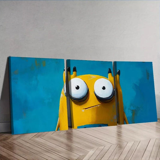 3pcs Modern Art Deco Yellow Dog Canvas Wall Art Set Canvas Framed 40x60cm - High Quality Print 100% Australian Made Wall Canvas Ready to Hang