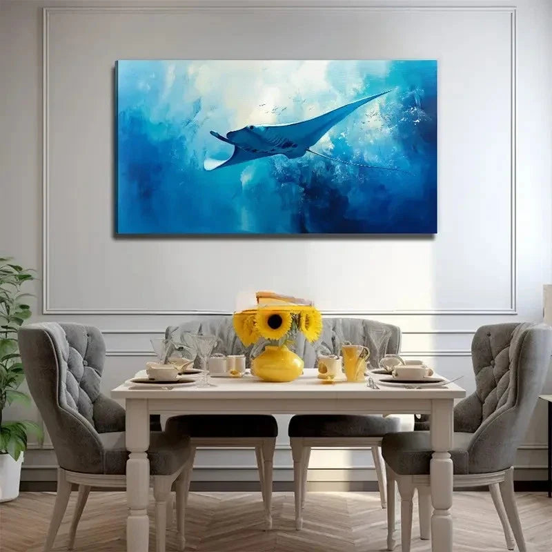Large Devil Fish Decoration Wall Art Canvas Office Home Room Framed 120x60cm