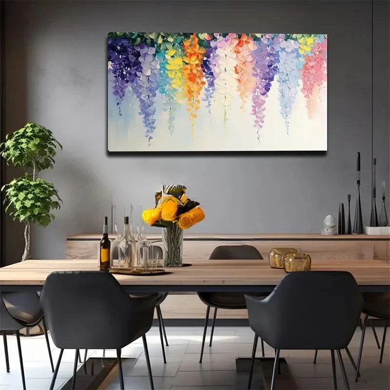 Vibrant Multicolor Wisteria Wall Art Canvas Office Home Room Framed 120x60cm