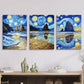 3pcs starry sky landscape Van Gogh style painting  Metal Print Ready to Hang Art