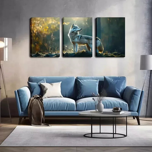 3pcs A Lone Wolf, New Launch  Wall Art Set Canvas Framed 40x60cm - High Quality Print 100% Australian Made Wall Canvas Ready to Hang