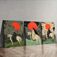 3pcs Red Sunset & White Horse Design Wall Art Set Canvas Framed 40x60cm - High Quality Print 100% Australian Made Wall Canvas Ready to Hang