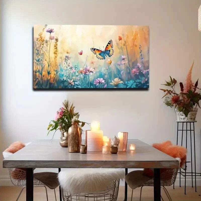 Colorful Butterfly Flying Among Wall Art Canvas Office Home Room Framed 120x60cm