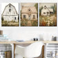 3pcs Vintage Farmhouse And Rural Architecture  Wall Art Set Canvas Framed 40x60cm - High Quality Print 100% Australian Made Wall Canvas Ready to Hang