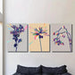 3pcs Flowers in pop art, purple orchids Metal Print Ready to Hang Art