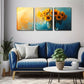 3pcs Sunflowers in Glass Vases Wall Art Set Canvas Framed 40x60cm - High Quality Print 100% Australian Made Wall Canvas Ready to Hang
