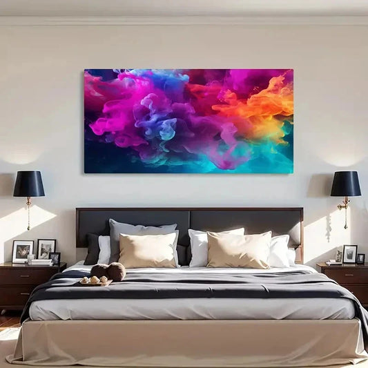 Abstract Colored Smoke Wall Art Canvas Office Home Room Framed 120x60cm