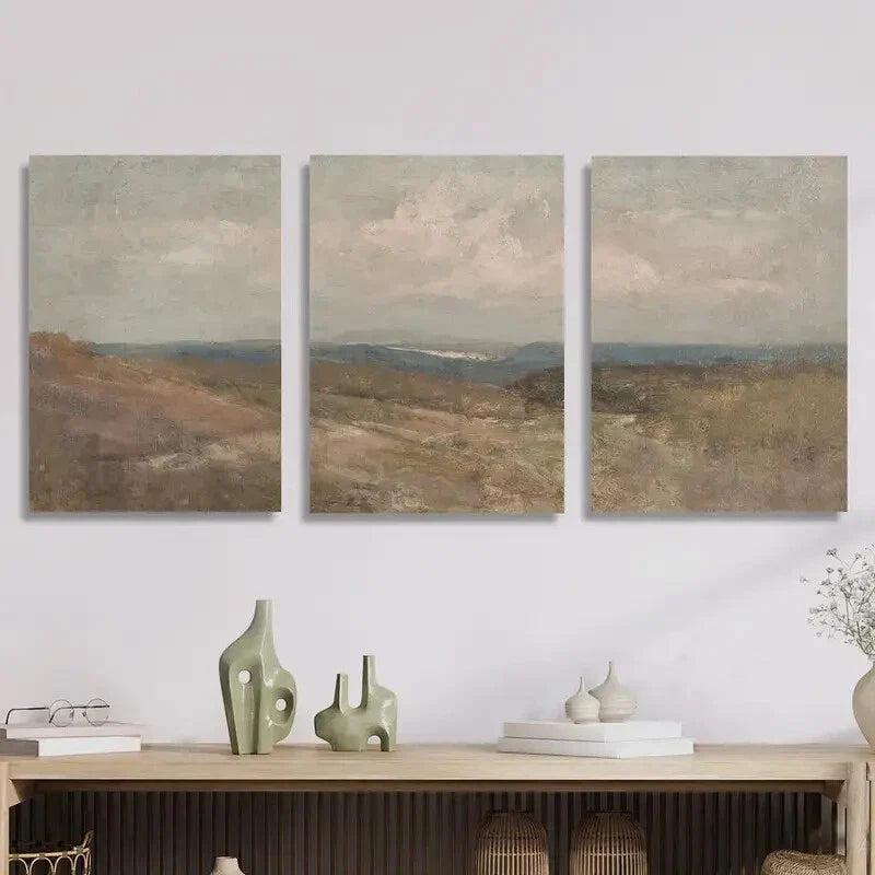 3pcs  Vintage beach painting, seascape  Metal Print Ready to Hang Art