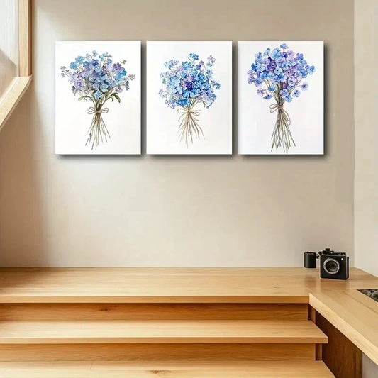 3pcs Featuring a Sophisticated Bouquet Design Metal Print Ready to Hang Art