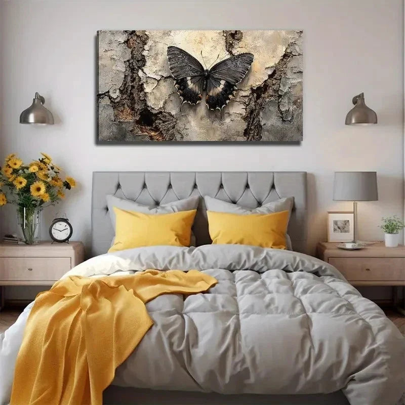 Black Butterfly Perfect Wall Art Canvas Office Home Room Framed 80x45cm