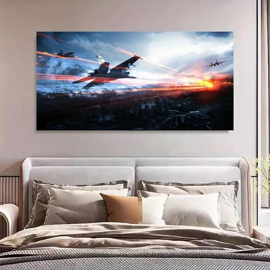 Exciting Fighter Jet Combat Wall Art Canvas Office Home Room Framed 120x60cm