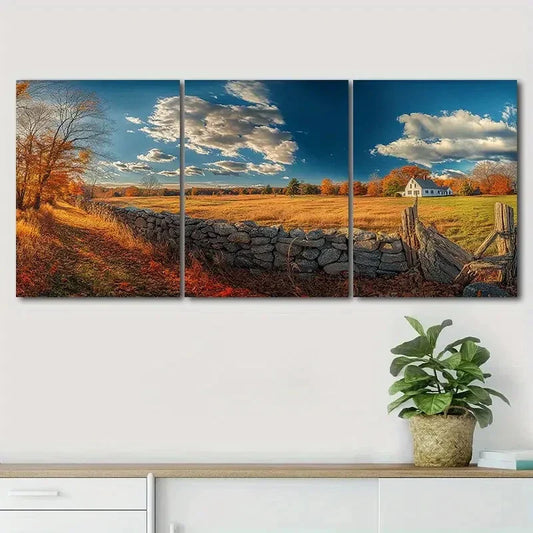 3pcs Beautiful Farm Nature Relax Autumn Perfect Wall Art Set Canvas Framed 40x60cm - High Quality Print 100% Australian Made Wall Canvas Ready to Hang