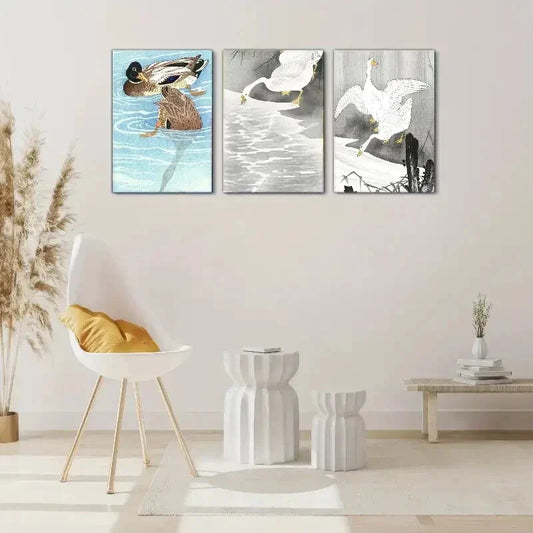 3pcs Seagull Sea Bird Decoration Poster Metal Print Ready to Hang Art