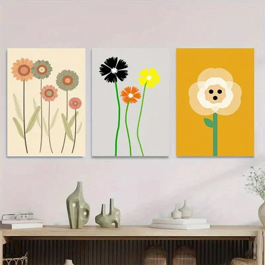 3pcs Modern Floral Colorful Flower Botanical Metal Print Ready to Hang Art