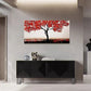 Geometric Landscape Red Tree Happiness Wall Art Canvas Office Home Room Framed 80x45cm