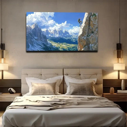 Cliff Climbing Aesthetic Wall Art Canvas Office Home Room Framed 120x60cm
