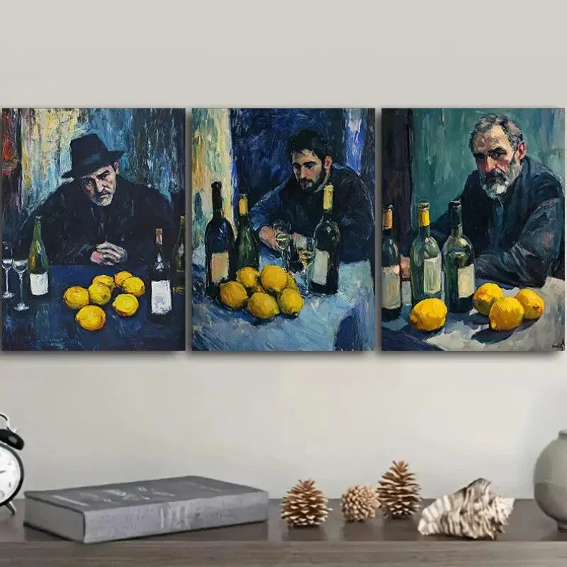 3pcs Drunk man  Wall Art Set Canvas Framed 40x60cm - High Quality Print 100% Australian Made Wall Canvas Ready to Hang