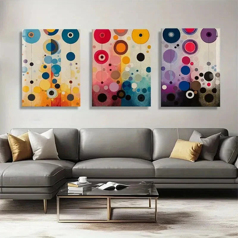3pcs Modern Geometric Design Vibrant Perfect Wall Art Set Canvas Framed 40x60cm - High Quality Print 100% Australian Made Wall Canvas Ready to Hang