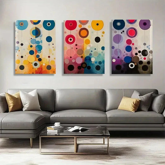 3pcs Modern Geometric Design Vibrant Perfect Wall Art Set Canvas Framed 40x60cm - High Quality Print 100% Australian Made Wall Canvas Ready to Hang