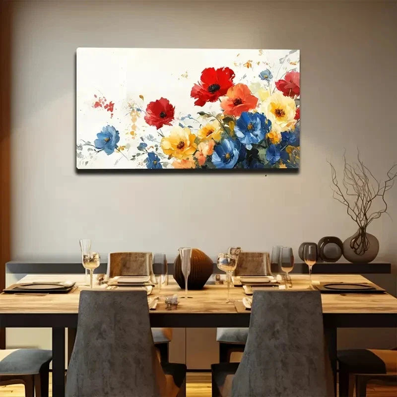 Simple Flower Shapes Creative Wall Art Canvas Office Home Room Framed 80x45cm