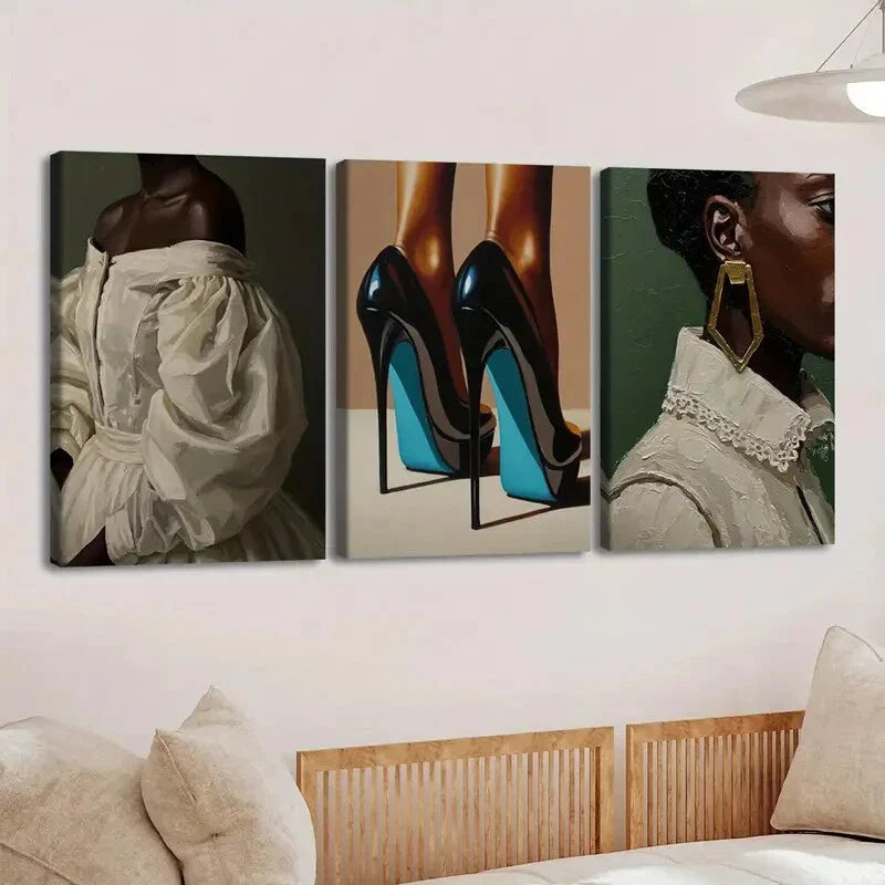 3pcs Fashion Artwork Vibrant Colors Black White Wall Art Set Canvas Framed 40x60cm - High Quality Print 100% Australian Made Wall Canvas Ready to Hang