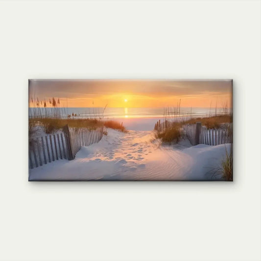 Beach Scene Sunset Sand Dunes Wall Art Canvas Office Home Room Framed 80x45cm