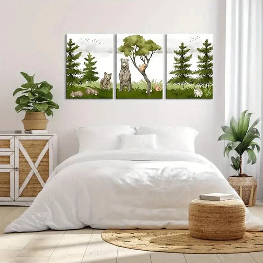 3pcs Set of Forest Nursery Wildlife Metal Print Ready to Hang Art
