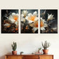 3pcs Featuring Floral Elegant White Painting   Wall Art Set Canvas Framed 40x60cm - High Quality Print 100% Australian Made Wall Canvas Ready to Hang