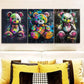 3pcs Colorful teddy bear graffiti  Wall Art Set Canvas Framed 40x60cm - High Quality Print 100% Australian Made Wall Canvas Ready to Hang