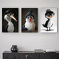 3pcs Black And White Animal with Glasses Metal Print Ready to Hang Art