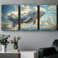 3pcs Cloud and Whale Paintings Metal Print Ready to Hang Art