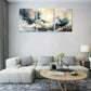 3pcs  Abstract Blue & Golden Marble Metal Print Ready to Hang Art