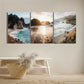 3pcs Coast Huge Waves Sunset Blue Sky Mountain Metal Print Ready to Hang Art