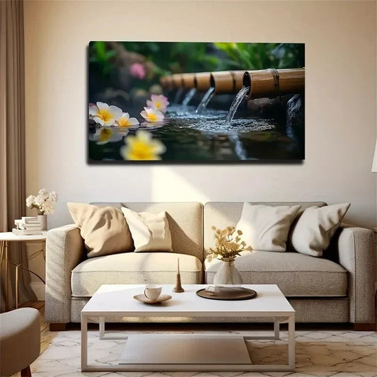 Water Flow To Water Surface Wall Art Canvas Office Home Room Framed 120x60cm