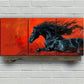 3pcs Running Black Horse Orange & Black Metal Print Ready to Hang Art