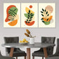 3pcs Bohemian Style Abstract Green Leaves Metal Print Ready to Hang Art
