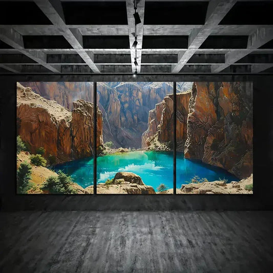 3pcs Scenic Canyon Landscape Mountain Metal Print Ready to Hang Art