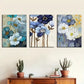 3pcs  Abstract floral blue for Lotus Flowers Wall Art Set Canvas Framed 40x60cm - High Quality Print 100% Australian Made Wall Canvas Ready to Hang