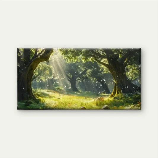 Forest Trees Flowers Grass Wall Art Canvas Office Home Room Framed 80x45cm