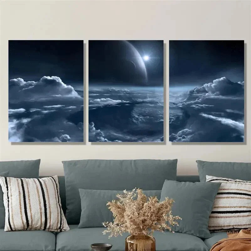 3pcs , outer solar planet art, aerospace art, Metal Print Ready to Hang Art
