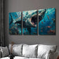 3pcs Great White Shark Canvas Animal Wall Art Set Canvas Framed 40x60cm - High Quality Print 100% Australian Made Wall Canvas Ready to Hang