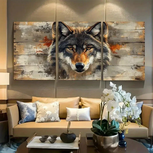 3pcs Eye Catching Wolf for Masculine Metal Print Ready to Hang Art