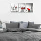 3pcs Featuring Red Flowers The Eiffel Tower  Metal Print Ready to Hang Art